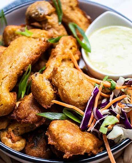 Beer-Battered King Trumpet Mushrooms