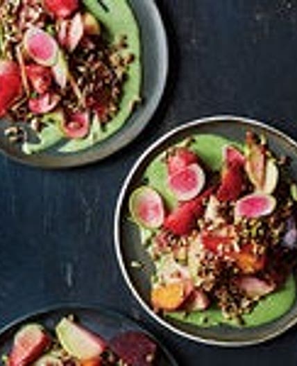 Sprouts, Kohlrabi, and Beet Salad with Herbed Crème Fraîche Dressing