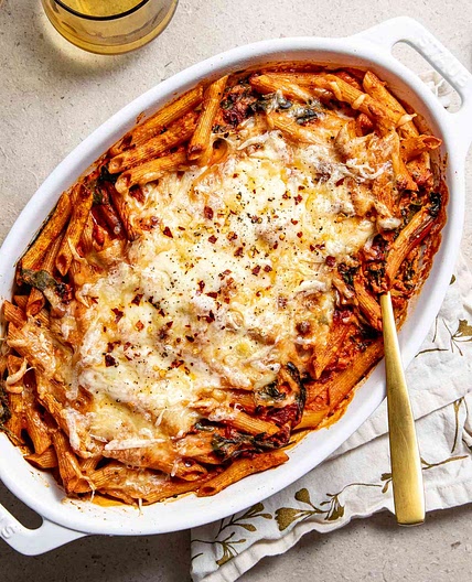 Creamy Sun-Dried Tomato & Roasted Red Pepper Casserole