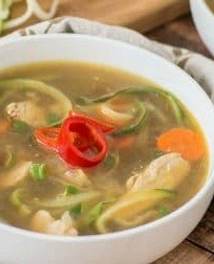 Spicy Asian Chicken Zoodle Soup