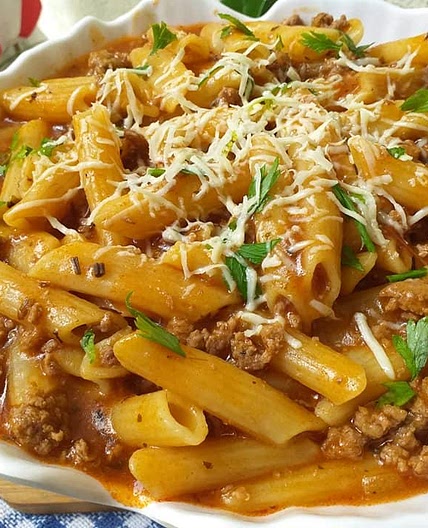 Receita de Macarrão com carne moída na panela de pressão