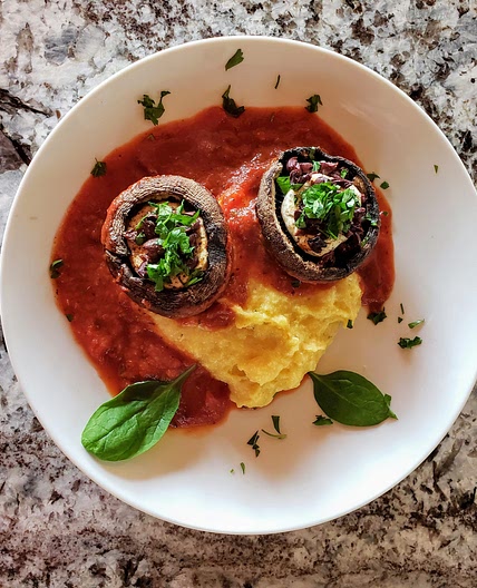 Baked portobello mushrooms with goat cheese