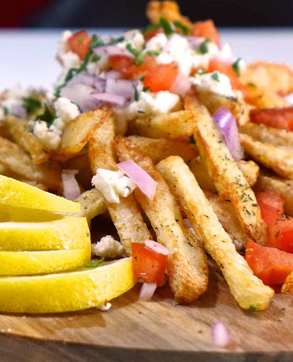 Homemade Baked Greek Fries recipe with feta cheese