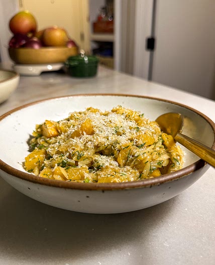 Brown Butter Rutabaga Orzo with Dill