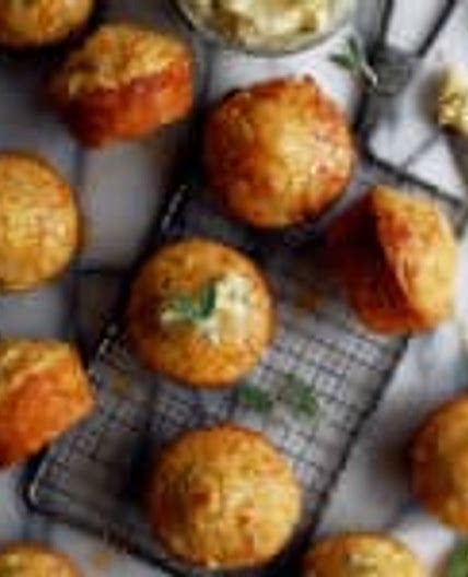 Cheddar Apple Cornbread Muffins with Maple Sage Butter