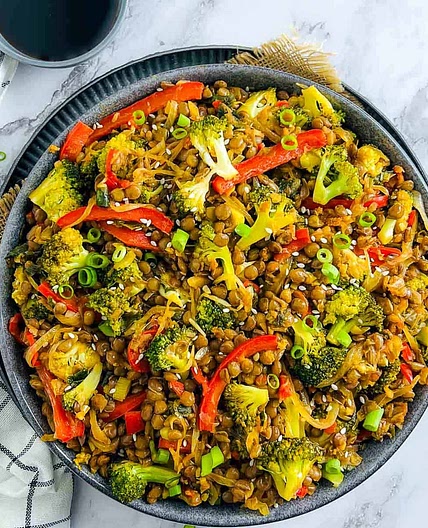 Broccoli Stir Fry with Lentils