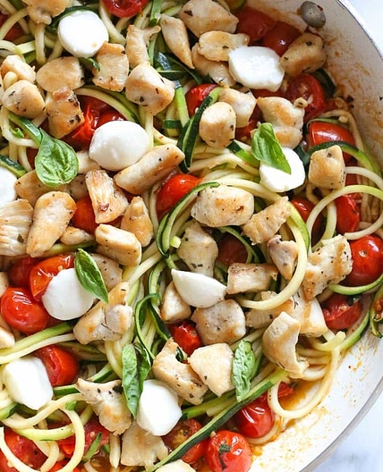 Chicken and Zucchini Noodle Caprese
