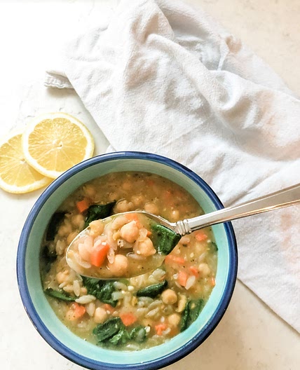 Gluten Free Vegan Lemon Orzo Soup