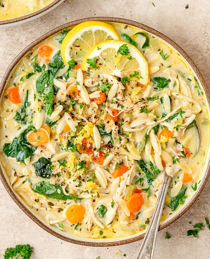 Creamy Lemon Chicken Orzo Soup