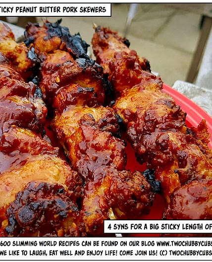 sticky peanut butter pork skewers