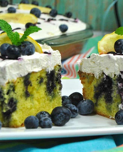 Lemon Blueberry Poke Cake
