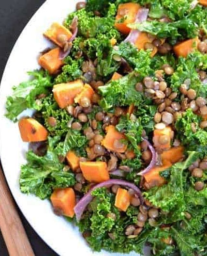 Wilted Kale and Lentil Salad