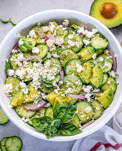Cucumber Avocado Feta Salad