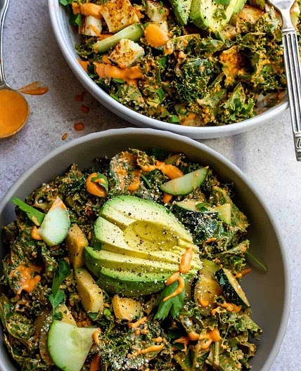 Kale Salad With Roasted Red Pepper Dressing