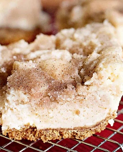 Keto Cheesecake Bars- Snickerdoodle Style!