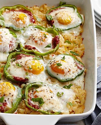 Sweet Pepper Hash Brown Baked Eggs