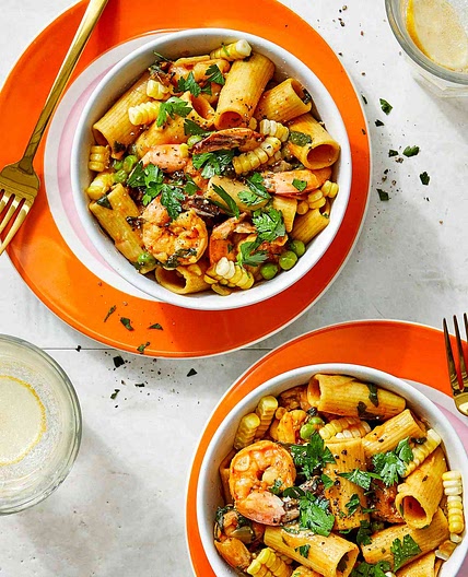 Smoky Shrimp, Corn & Pea One-Pot Pasta