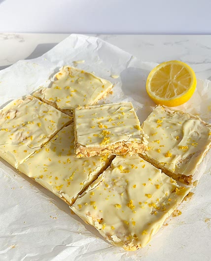 Lemon White Chocolate Protein Slice