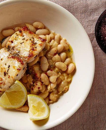 Mahi-Mahi with Smashed White Beans and Sage