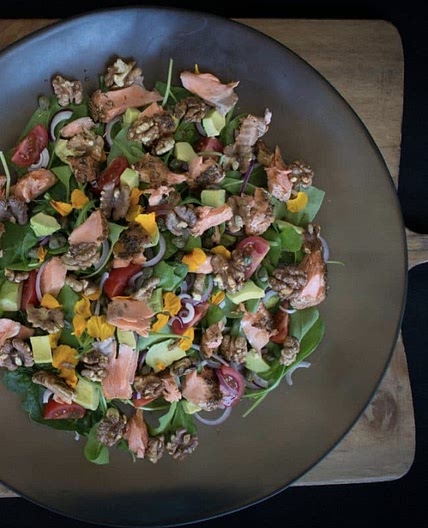 Smoked Salmon, Walnut and Avocado salad