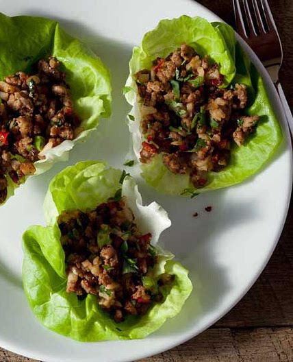 Spicy Ginger Pork in Lettuce Leaves