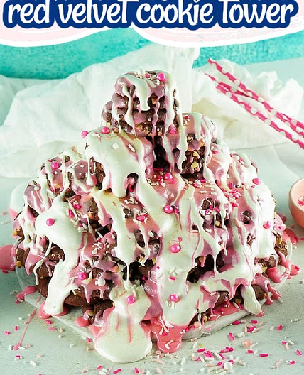 Frosted Red Velvet Cookie Tower
