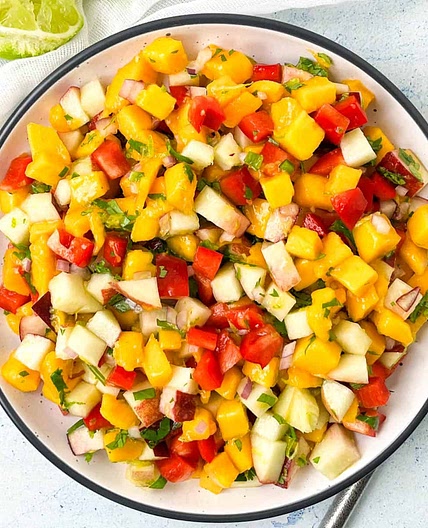 Easy Mango and Peach Salsa – Sweet and Tangy