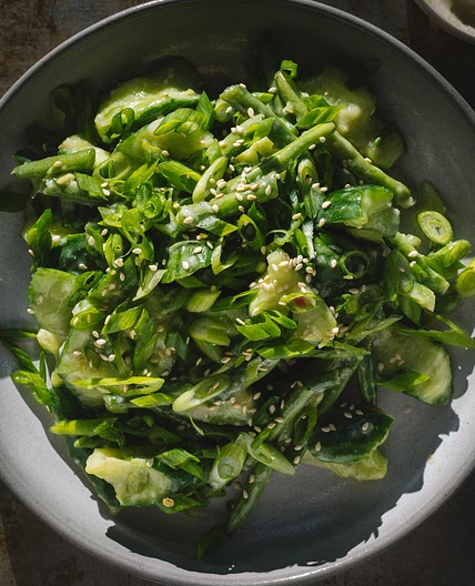 Miso Smashed Cucumber and Green Bean Salad Recipe