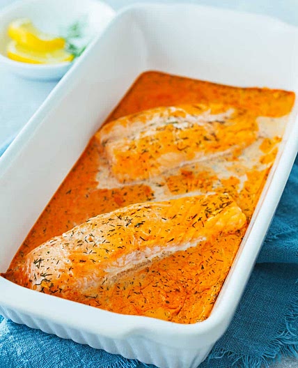 Lachs Sahne Gratin - einfaches Rezept mit Sahne-Soße
