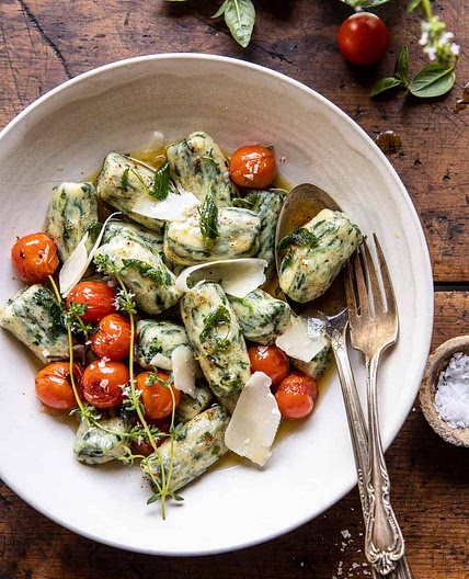 Spinach Ricotta Gnocchi with Sage Butter and Cherry Tomatoes