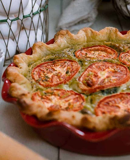 Spinach, Sun-dried Tomato and Pesto Quiche