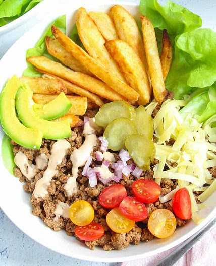 Easy burger bowl recipe (aka Big Mac Salad)