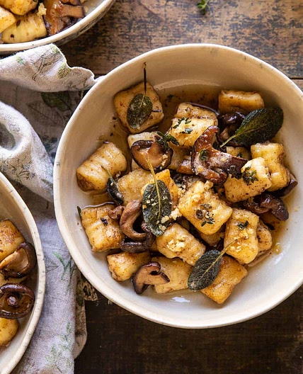 Ricotta Gnocchi with Herby Mushrooms and Sage Browned Butter