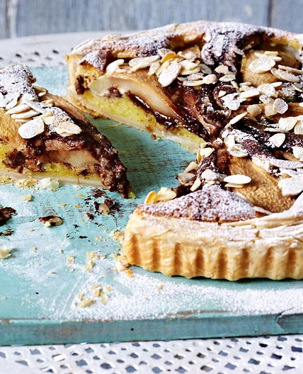 Pear and chocolate frangipane tart