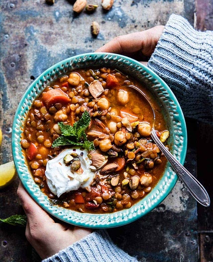 Crockpot Moroccan Lentil and Chickpea Soup
