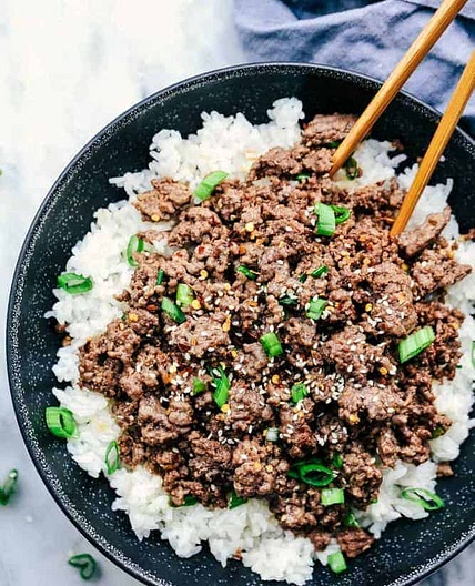 Korean Ground Beef and Rice Bowls