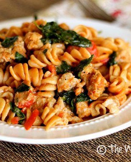 Skillet Sausage Pasta with Spinach