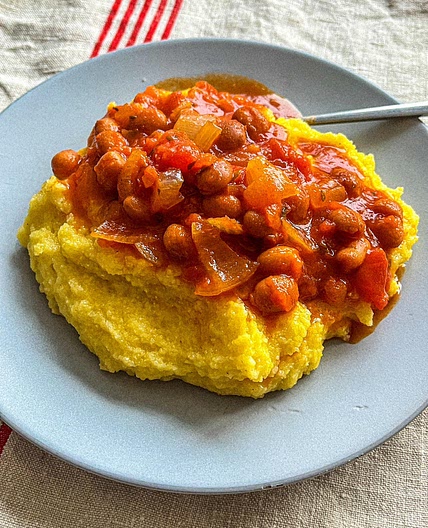 Italian Parmesan Polenta with Cranberry Beans