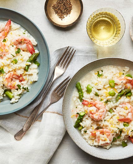 Shrimp Risotto With Asparagus and Lemon