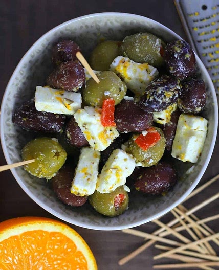 Citrus Marinated Olives and Feta