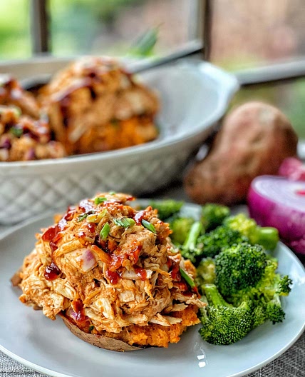 BBQ Chicken Stuffed Sweet Potatoes