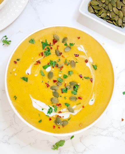 Instant Pot Pumpkin Soup (Curried, Creamy & Vegan)