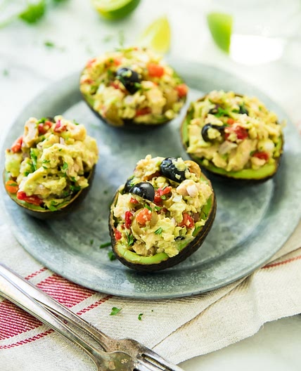 Greek Tuna Salad Stuffed Avocados