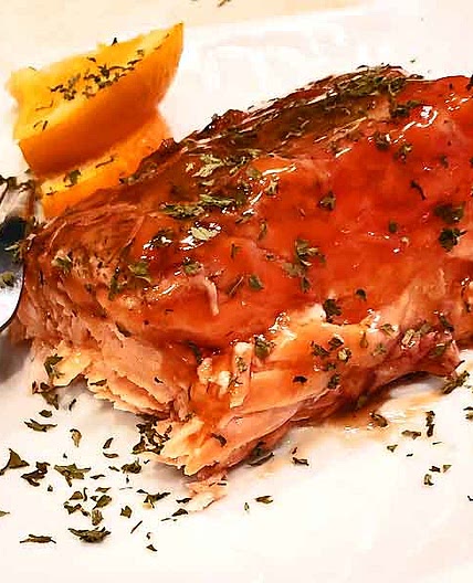 Glazed Salmon with Apricot, Pineapple and Orange
