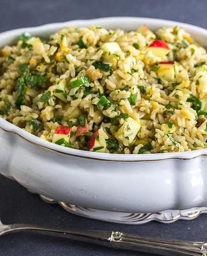 Vegan Low FODMAP Brown Rice Stuffing with Apples & Hazelnuts