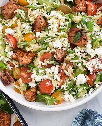 Mediterranean Pork with Herbed Orzo