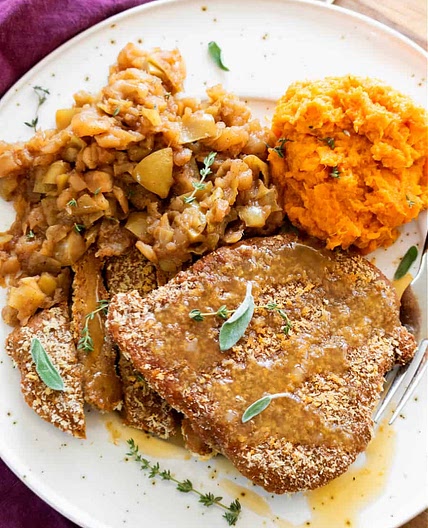 Vegan "Pork Chops" and Applesauce