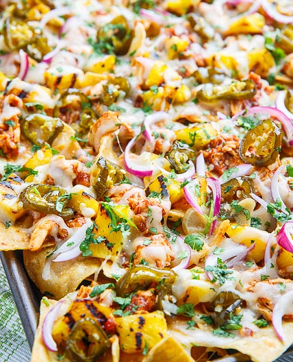 BBQ Chicken and Grilled Pineapple Nachos