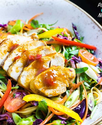 Sweet Chilli Chicken with Rainbow Salad | Slimming & Weight Watchers Friendly