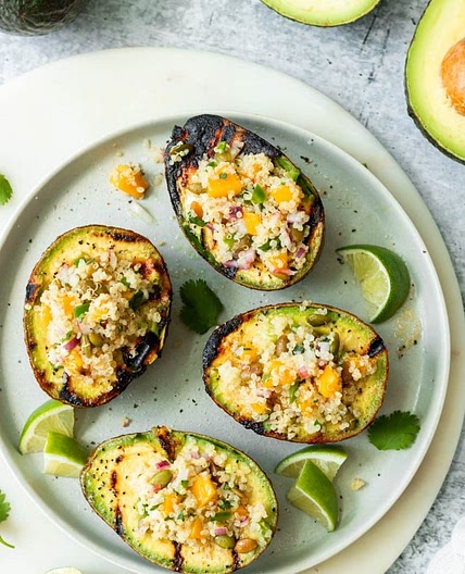 Grilled California Avocado Stuffed with Quinoa Mango Salad